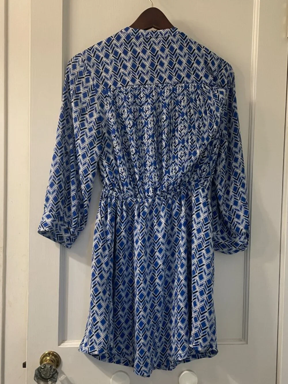 Maeve by Anthropologie Galen Dress size Small Tie Front v Neck Lined, Blue